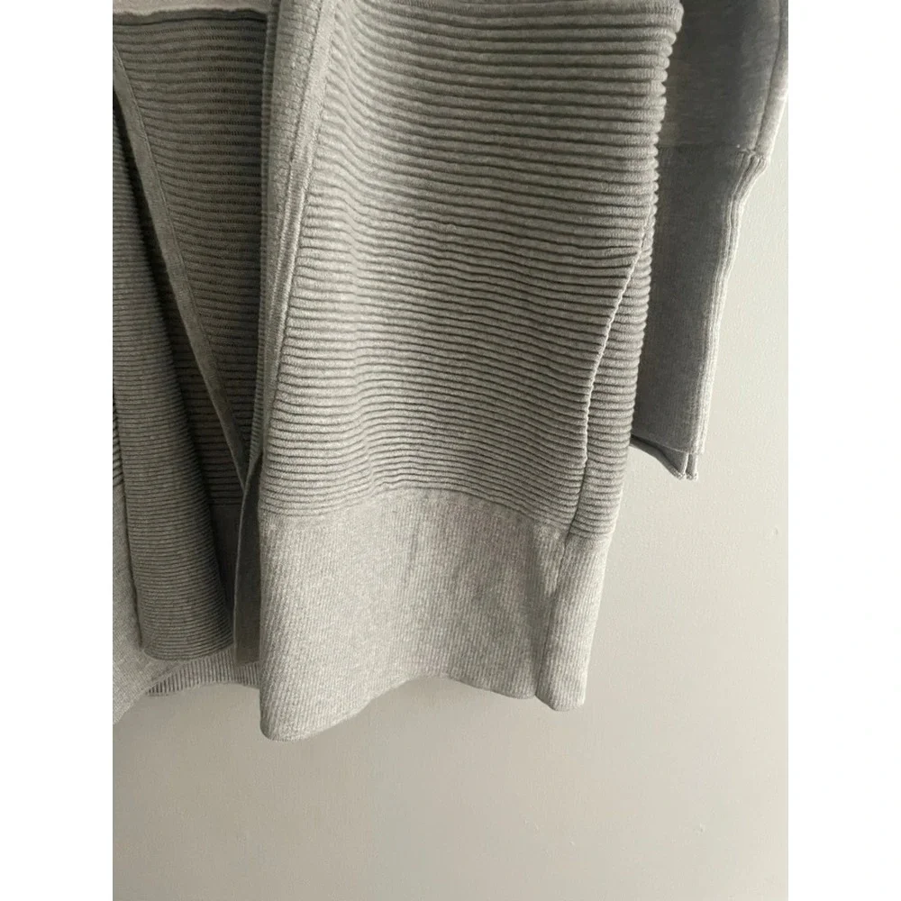Fundamental Performance Womens XL Gray Fleece Open Front Ribbed Cardigan Wrap